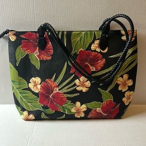 Coldwater Creek Black Floral Tote